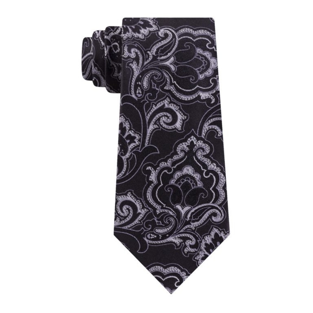 🆕Michael Kors Men's Tie/Cravate & Pocket Square Gift Box Purple Paisley - Picture 4 of 5